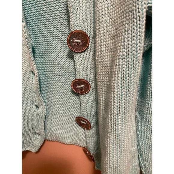 Vintage Pure Handknit Chunky Knit Button Front Crochet Sweater - Picture 10 of 14